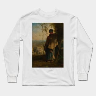 The Little Shepherdess by Jean-Francois Millet Long Sleeve T-Shirt